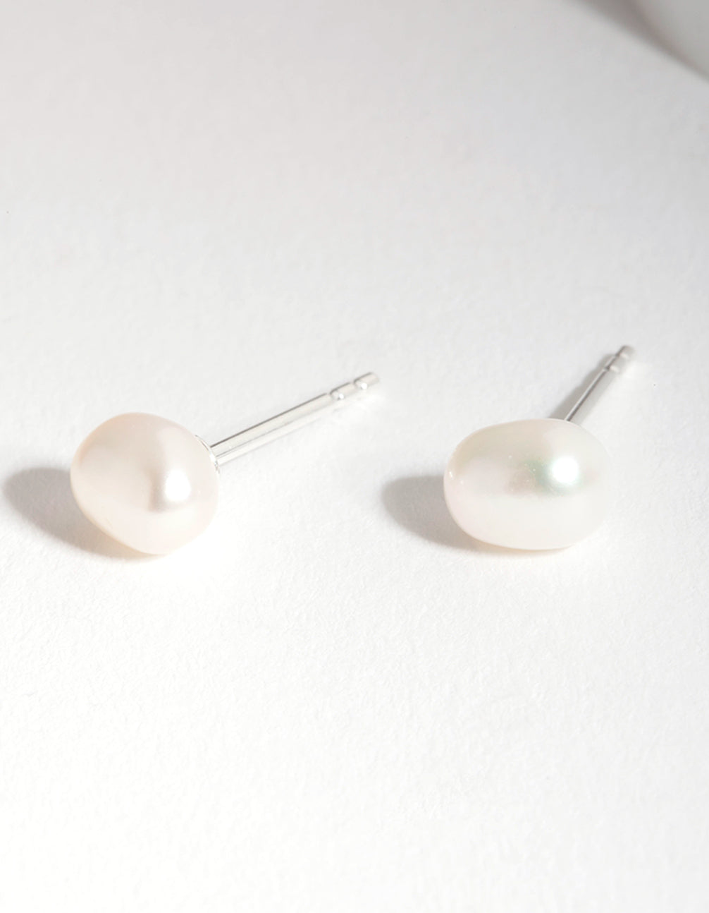 Sterling Siver Organic Freshwater Pearl Stud Earrings