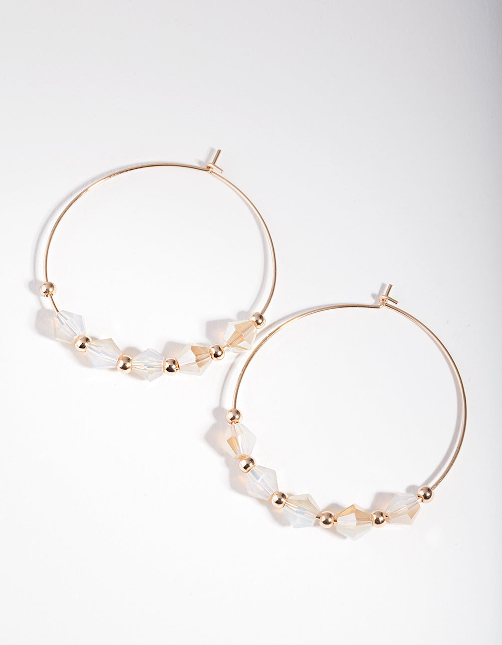 Brown Gold Facet Bead Hoop Earrings