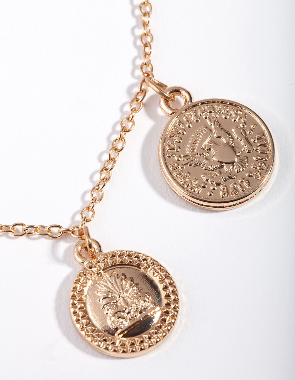Gold Triple Coin Short Necklace