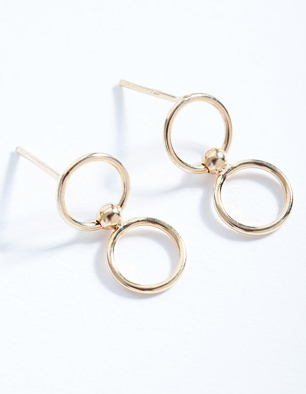 Gold Plated Sterling Silver Double Circle Earrings