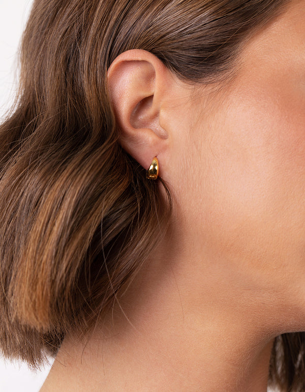 Gold Plated Sterling Silver Oval Huggie Hoop Earrings