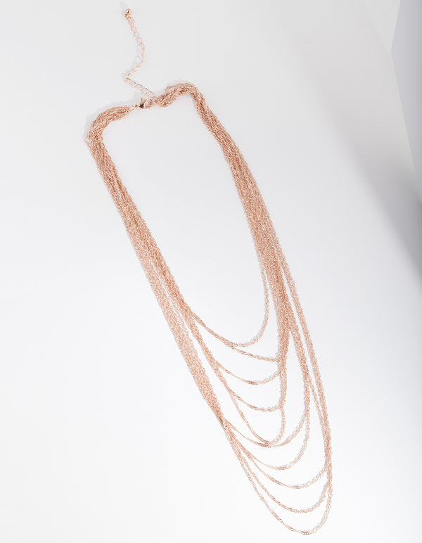 Rose Gold Twist Multi Row Necklace