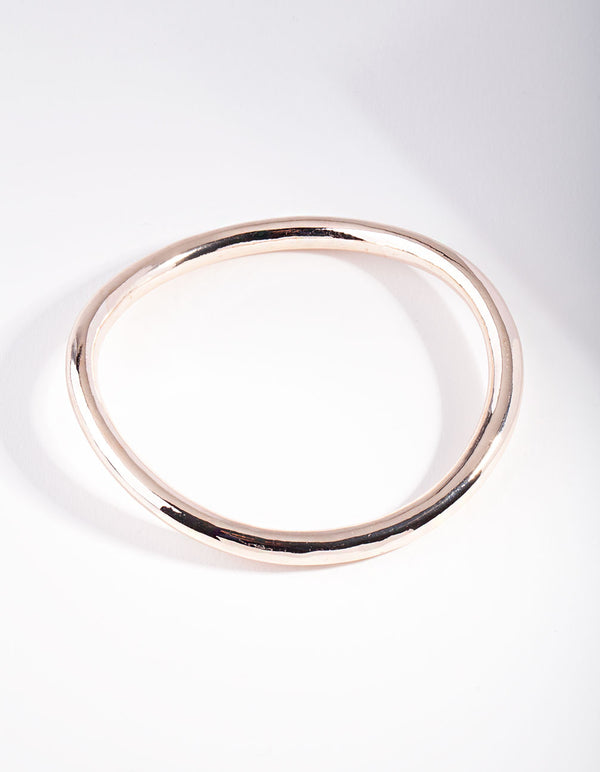 Rose Gold Wavey Round Bangle