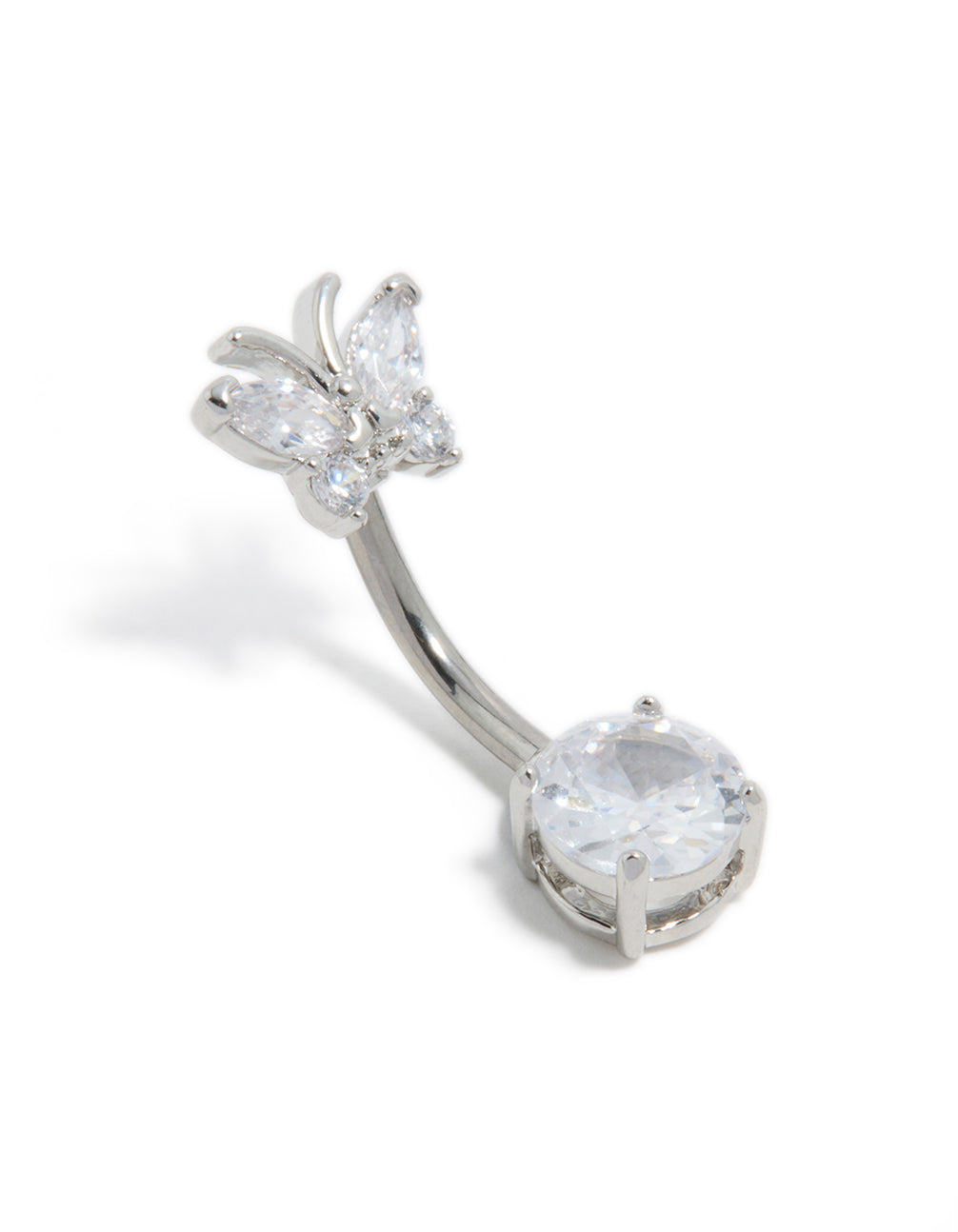 Titanium Cubic Zirconia Butterfly Belly Bar