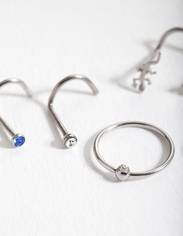 Surgical Steel Animal Nose Jewellery 6-Pack