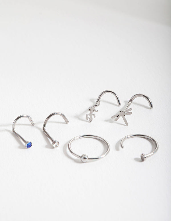 Surgical Steel Animal Nose Jewellery 6-Pack