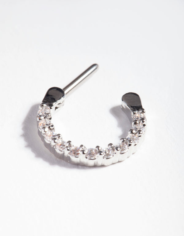 Surgical Steel Cubic Zirconia Septum Ring