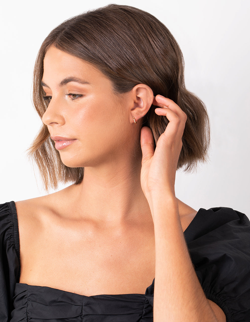 Gold Plated Sterling Silver Mini Bamboo Hoop Earrings