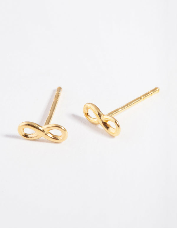 Sterling Silver Gold Plated Infinity Stud Earrings