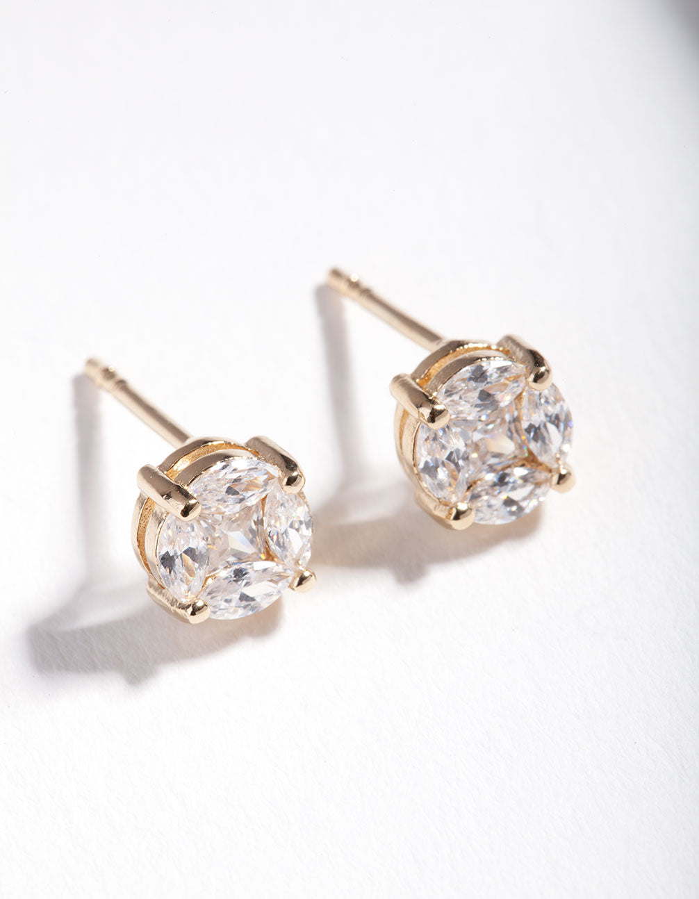 Gold Plated Sterling Silver Multi Cubic Zirconia Stone Stud Earrings