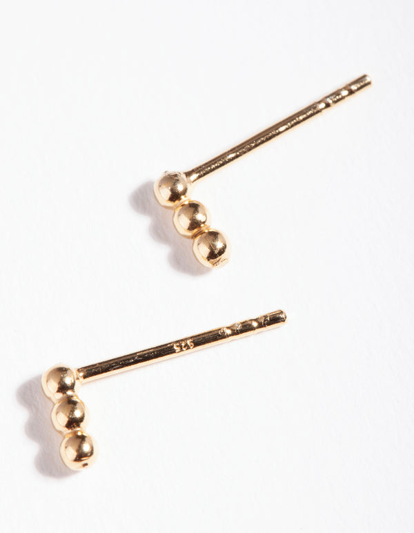 Gold Plated Sterling Silver Triple Ball Stud Earrings