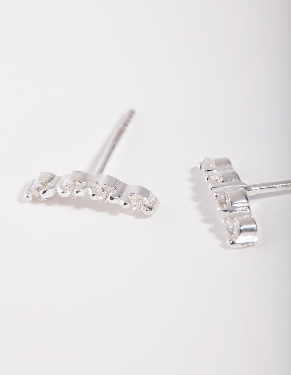 Sterling Silver Cubic Zirconia Crawler 4 Stone Earrings