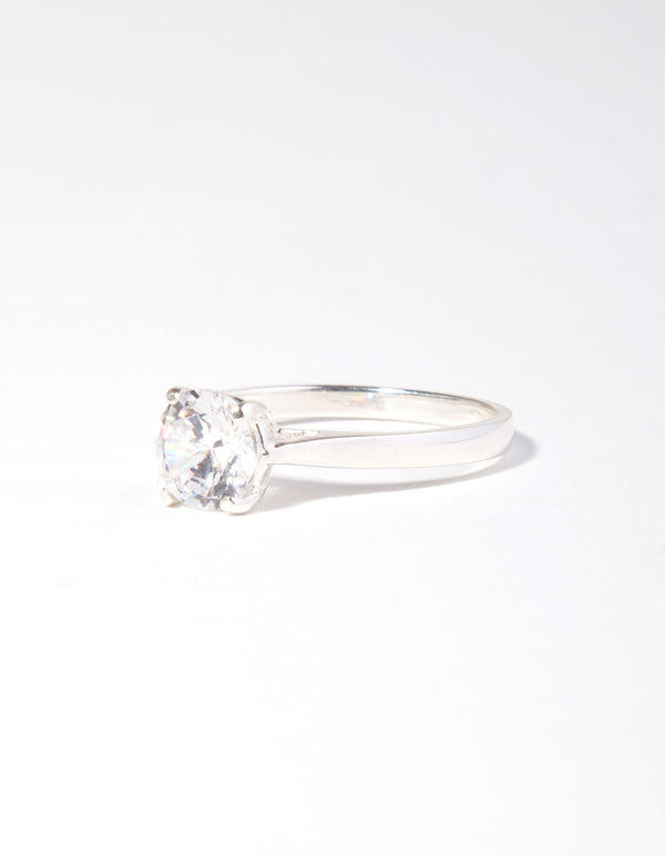 1 Carat Cubic Zirconia Sterling Silver Basket Ring