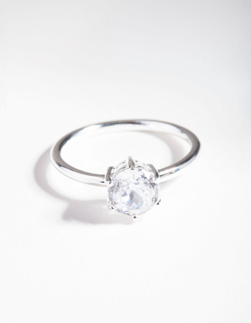 Sterling Silver Cubic Zirconia 6 Claw Ring