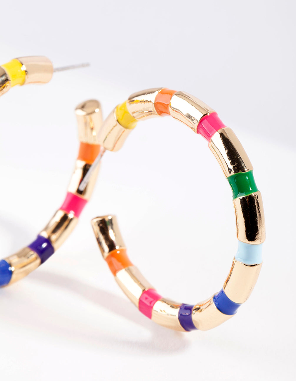 Gold Multi-Colour Segment Hoop Earrings