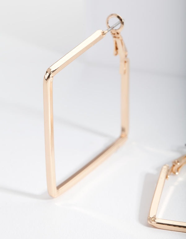 Gold Small Square Hoop Earrings