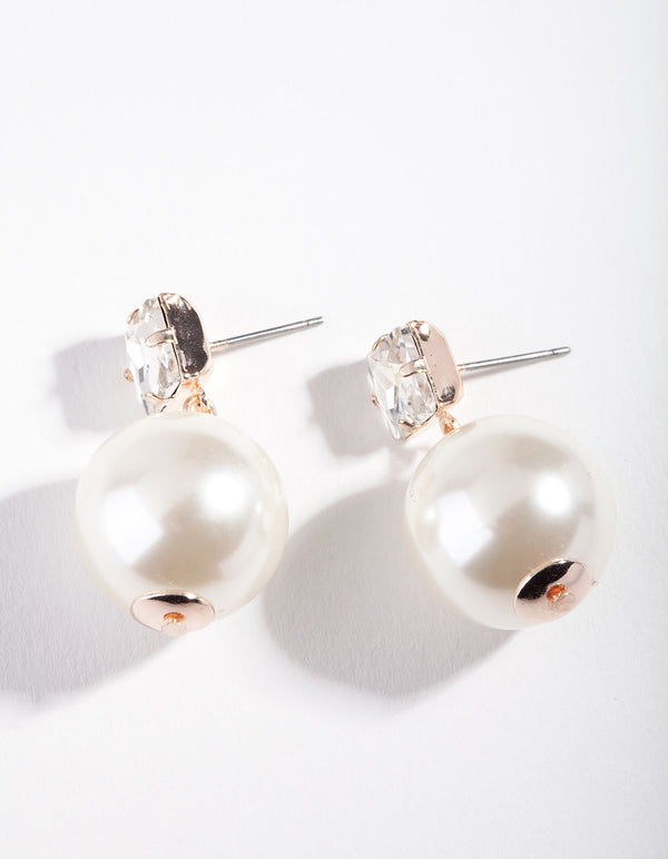 Rose Gold Pearl Princess Earrings
