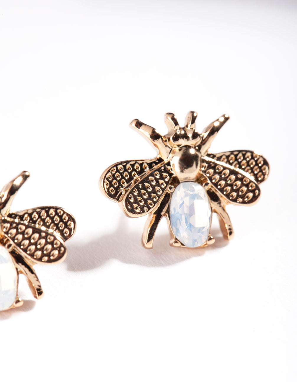 Gold Diamante Dee Stud Earrings