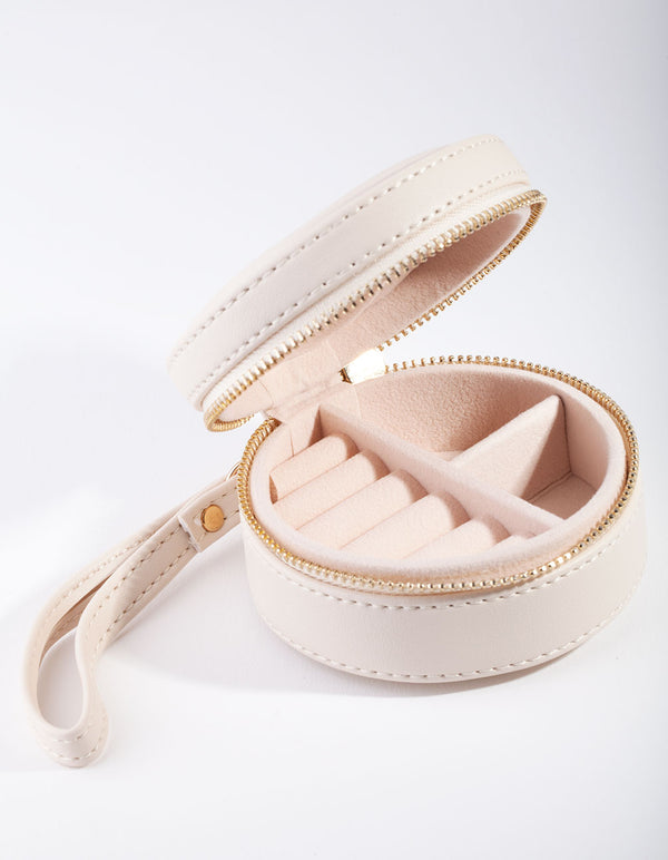 Beige Round Jewellery Box