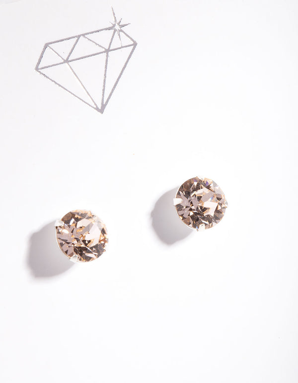 Sterling Silver Diamond Simulant 7mm Blush Stud Earrings