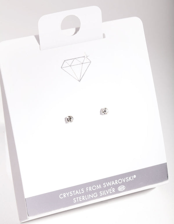 Sterling Silver Diamond Simulant 3mm Stud Earrings