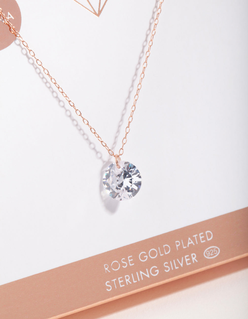Rose Gold Plated Sterling Silver 2 Carat Cubic Zirconia Necklace