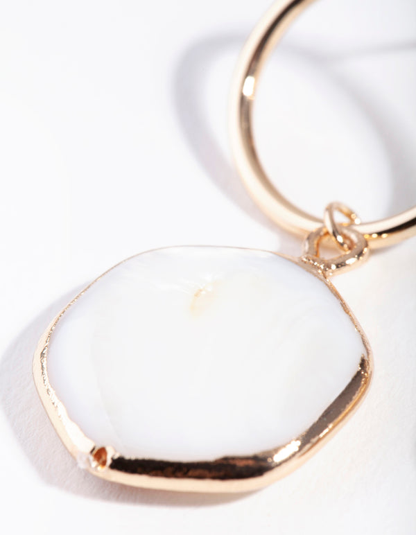 Gold Hexagon Shell Earrings