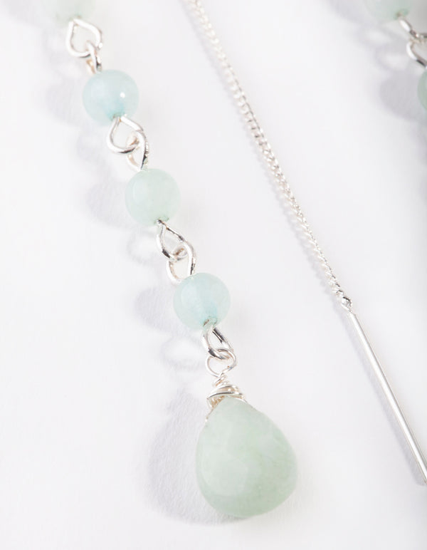 Silver Jade Thread Drop Earrings