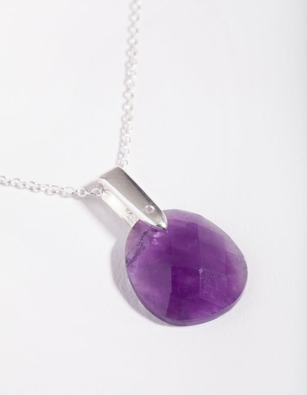 Sterling Silver Faceted Amethyst Pendant Necklace