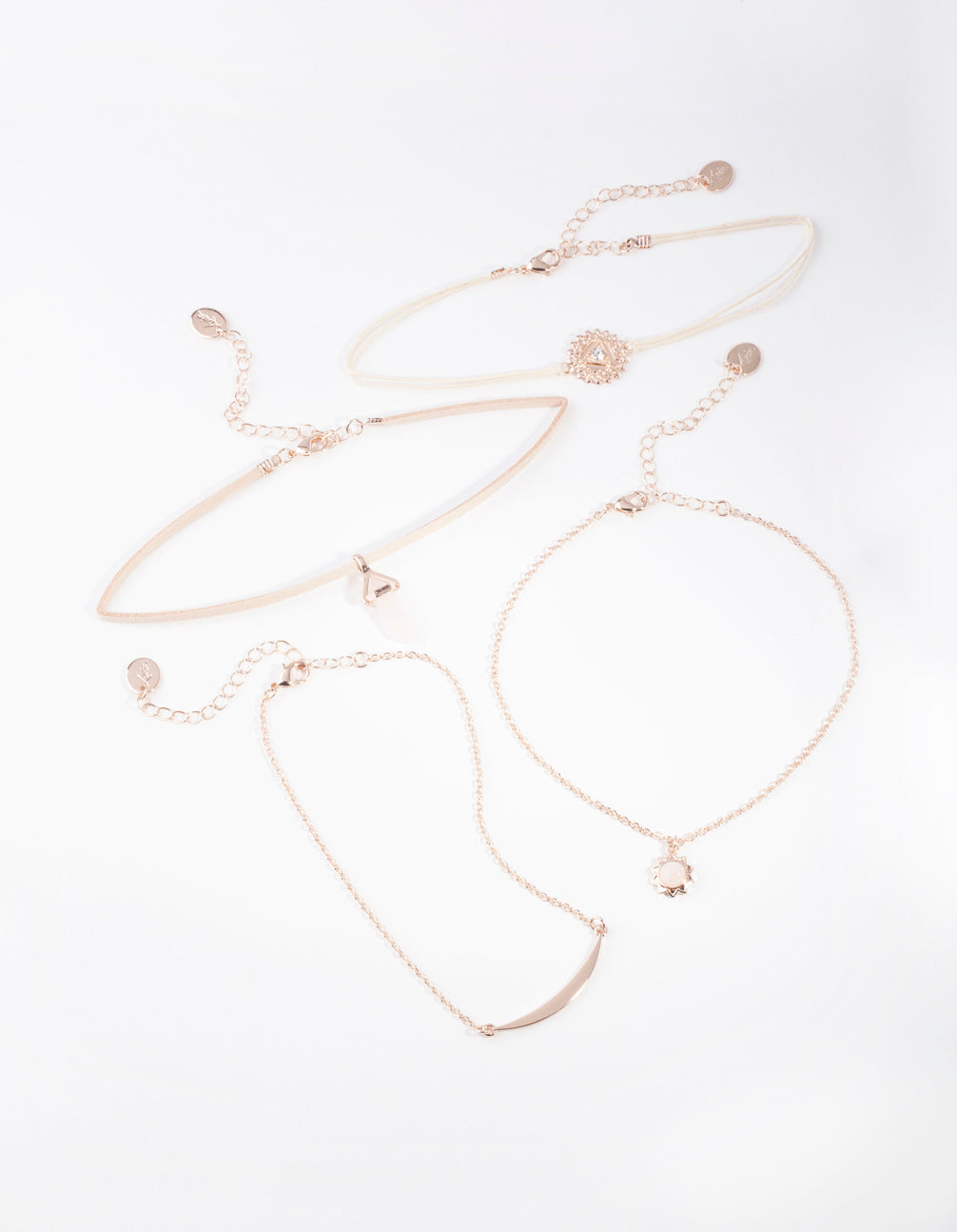 Rose Gold Rose Quartz Chain Choker 4-Pack