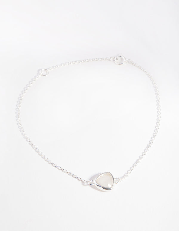 Sterling Silver Moonstone Bezel Bracelet
