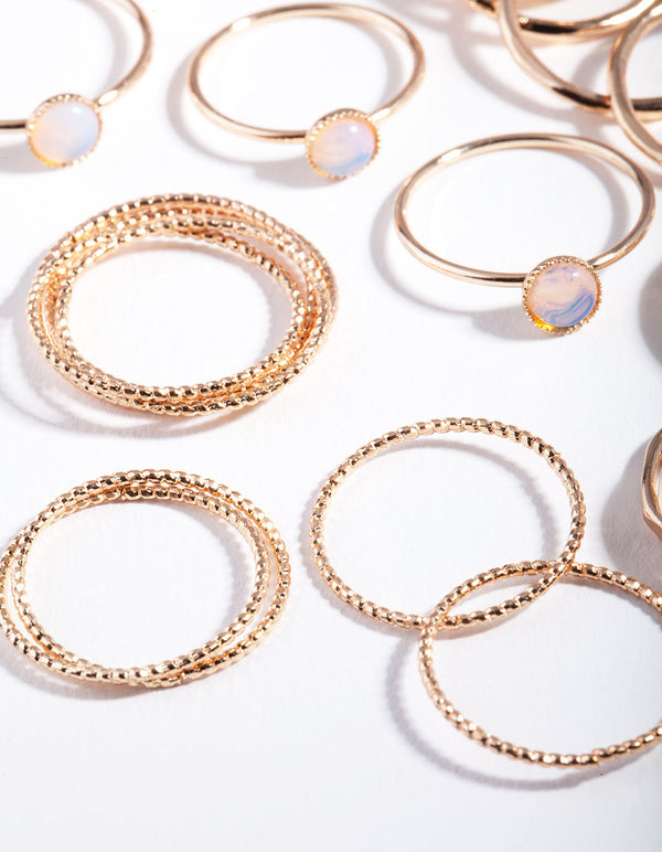 Gold Moonstone Textured Fine Ring 1Pack