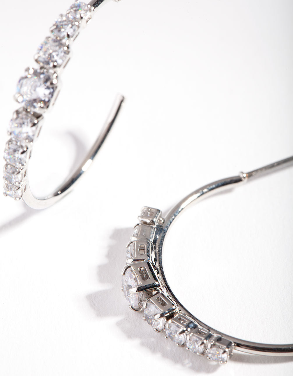 Rhodium Cubic Zirconia Cluster Gem Hoop Earrings