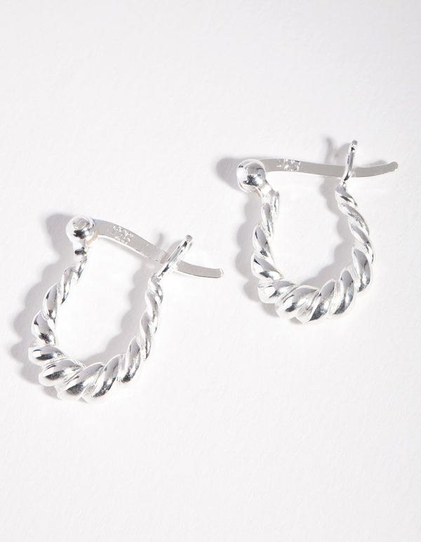 Sterling Silver Mini Twist Creole Earrings