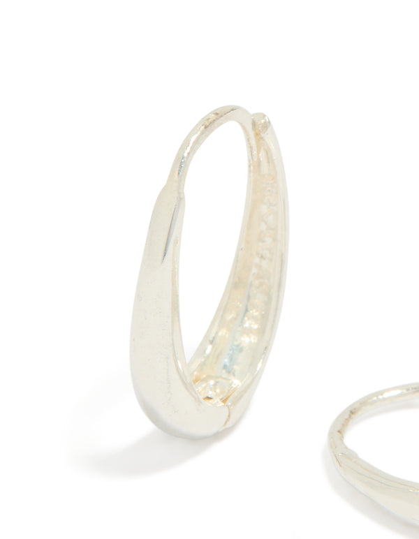 Sterling Silver Oval Drop Huggie Earrings