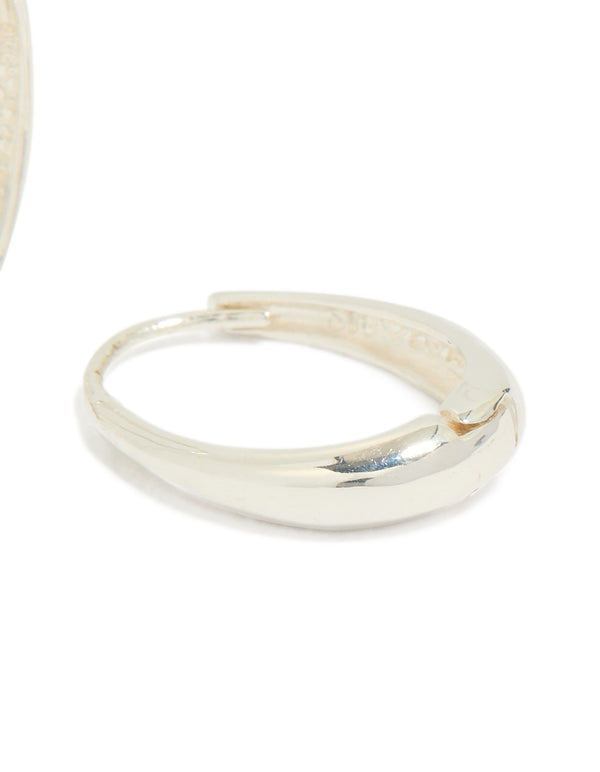 Sterling Silver Oval Drop Huggie Earrings