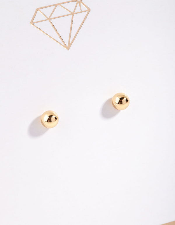 Gold Plated Sterling Silver 4mm Ball Stud Earrings