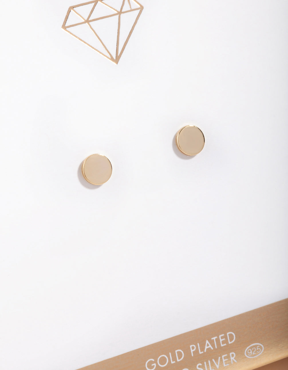 Gold Plated Sterling Silver Plain Disc Stud Earrings