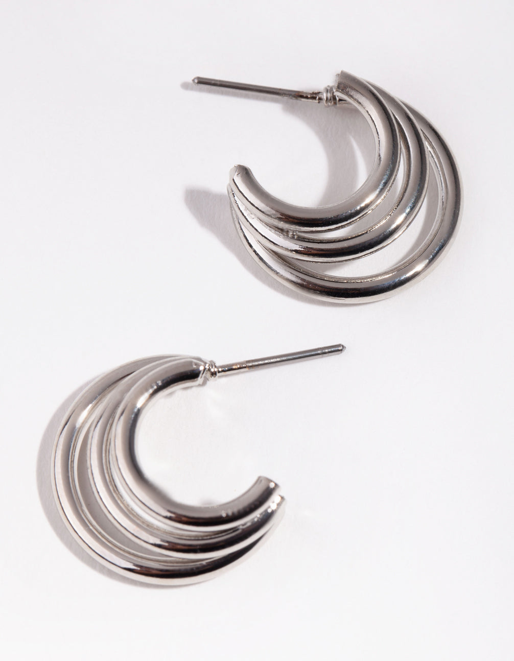 Silver Closed Tripple Huggie Earrings