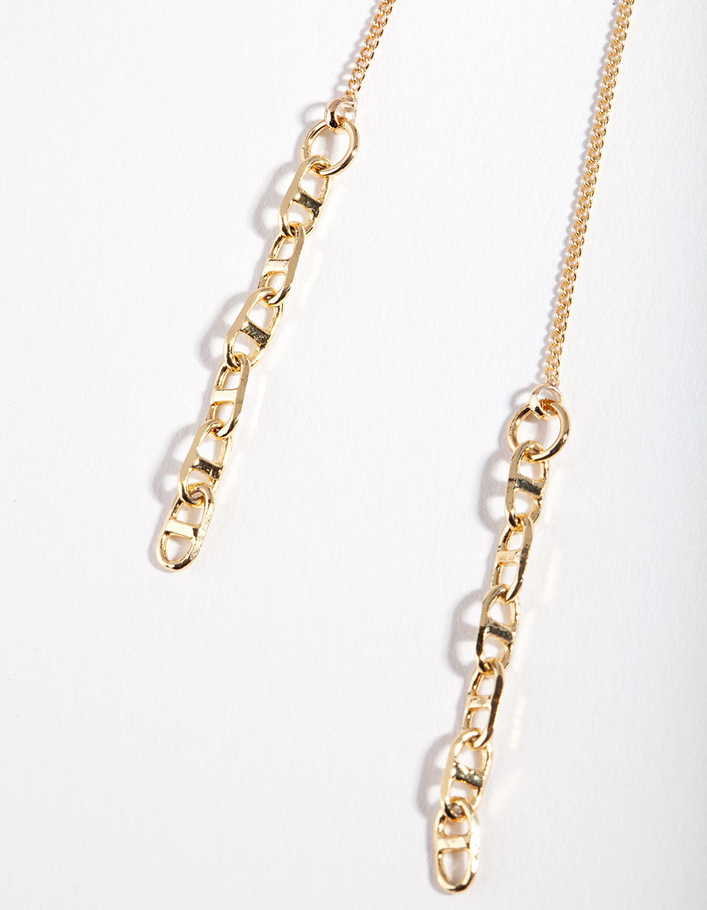 Gold Plated Square Link Thread Through Earrings