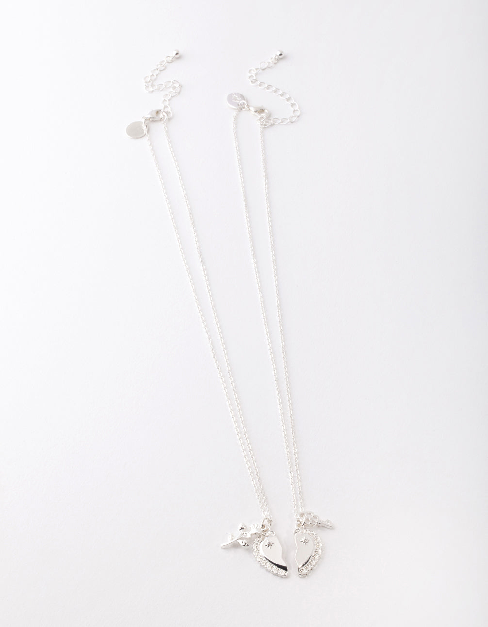 Silver Best Friend Half Heart Necklace Pack
