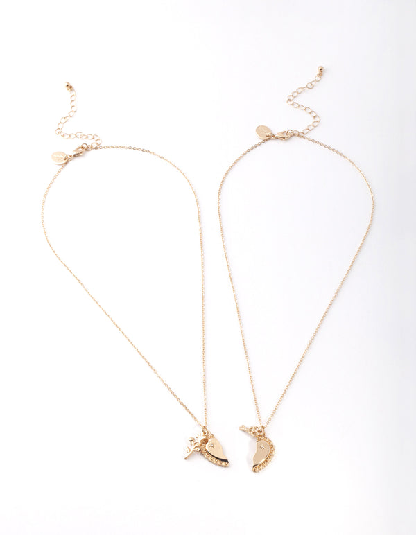 Gold Best Friend Half Heart Necklace Pack