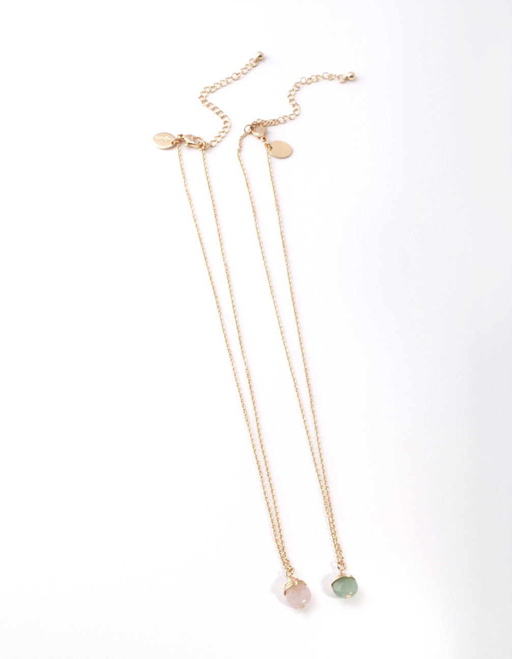 Gold Pink & Green Semi Precious Necklace Pack