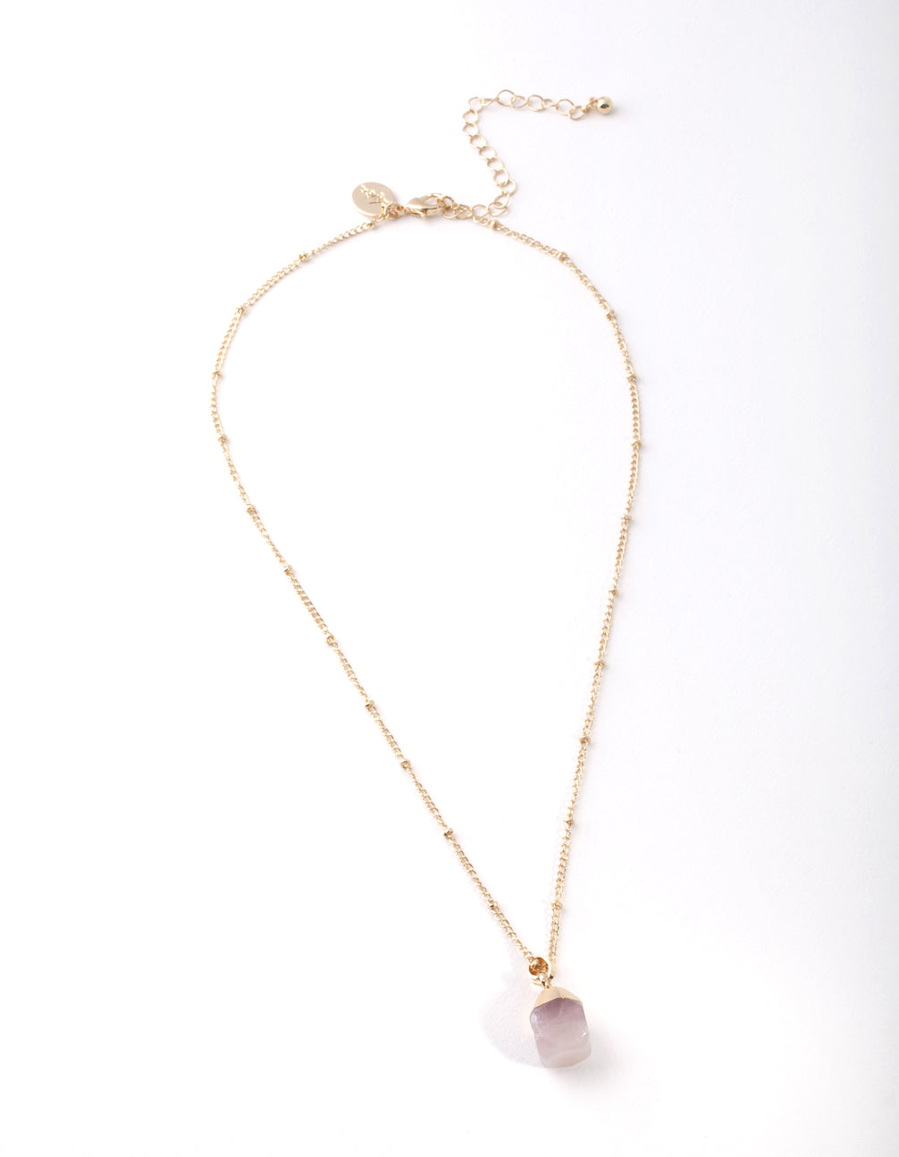 Gold Pink Semi Precious Stone Necklace