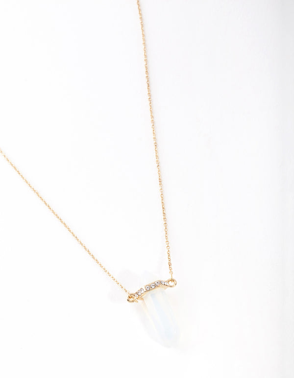 Gold Semi Precious Large Stone Necklace