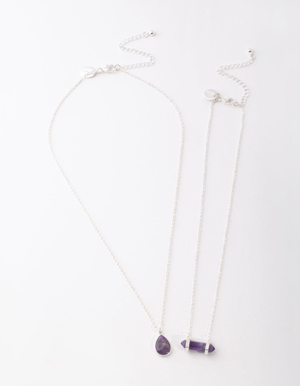 Silver Purple Teardrop & Shard Necklace Pack
