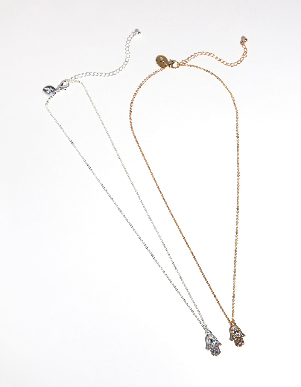 Mixed Metal Blue Stone Hamsa Hand Necklace Pack