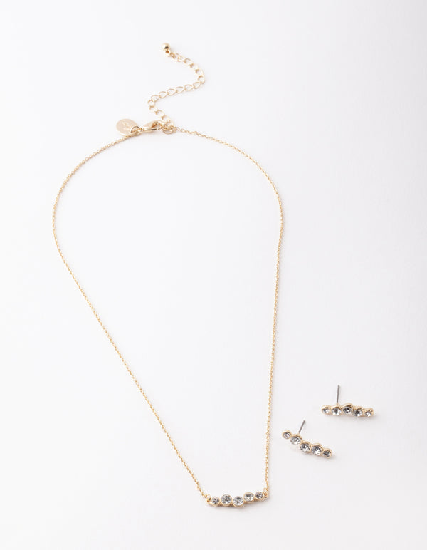 Silver 5-Circle Necklace & Earring Set