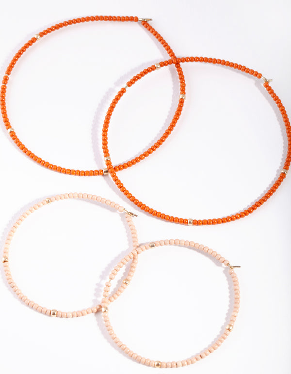 Gold Beaded Graduating Hoop Earring Pack