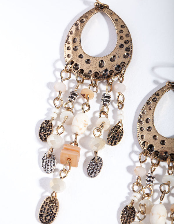 Gold Cascading Bead Drop Earrings